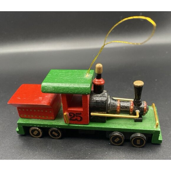 Roman Evergreen Express Wooden Train Ornament #25 Engine 1986 LocomotiveStickers - Picture 1 of 7